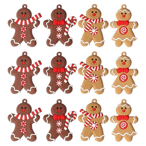 Dcsfadq Weihnachtliche Lebkuchen Ornamente, 12 Stück Ingwer Mann...
