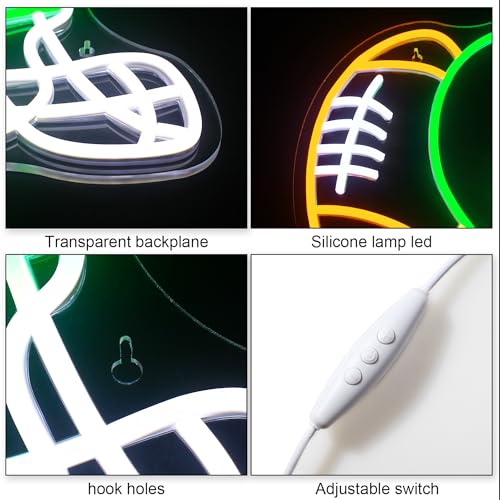 Image of WLHOPE Football Neon Sign Helmet Neon Signs, Helmet Led Signs, Neon Signs for Wall, Football Neon Light up Signs for Boys Bedroom Game Room Rugby Sports Party Office College