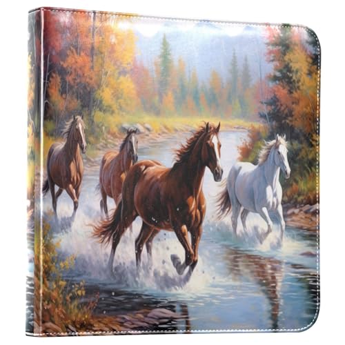 Álbum de Fotos Autoadhesivo DIY Scrapbook Caballos Corriendo Arroyo Encuadernación de 3 Anillos Libro de Fotos 40 Páginas 8x10 para Recuerdos miniatura 1