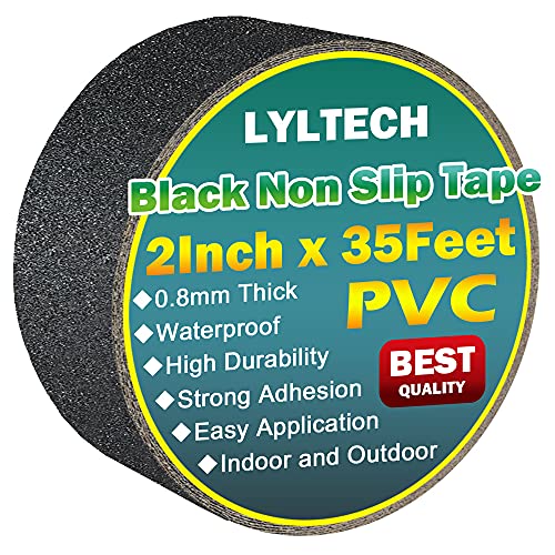 Heavy Duty Anti Slip Tape for Stairs-Black (2 Inch X 35 Feet, 80 Grit) Waterproof Grip Tape-Fit for Any Outdoor/Indoor Stairs, Non Slip Tape/Non Slip Strips/Nonslip Walk