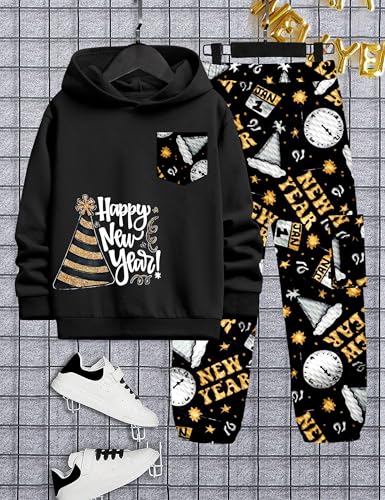Image of KANGKANG Boys Clothes Two Piece Long Sleeve Hooded Sweatshirt Top Camouflage Sweatpants Fall Outfits Winter Clothes Set 6-16Y