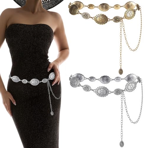 El Mejor Listado de Cinturones para Mujer del mes. 46 Cinto Vaquero Mujer, Cinturon Vaqueros Mujer, cinturón vaquero mujer, Cadena de Cintura de Metal Europea y Americana,Diseño Retro y Étnico, Cinturón Decorativo de Alta Calidad...