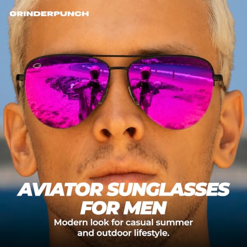 Image of grinderPUNCH Polarized Aviator Sunglasses Men Women 70s Retro Costume UV400 | Polarized UV400 Aviator, 70s Retro Gold Metal Frame, Classic Pilot Style, Costume and Fashion, for Men and Women
