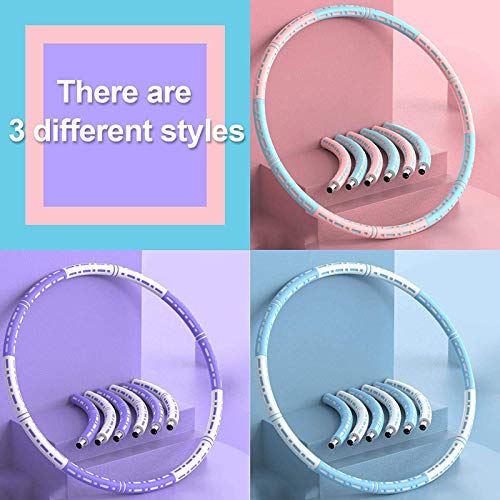 Gorssen Weighted Exercise Hoop,Hula Fitness Hoop, 6Adjustable Sections Weighted Adults and Children for Massage/Fitness/Weight Loss Tape 1.0KG (Blue-Powder)