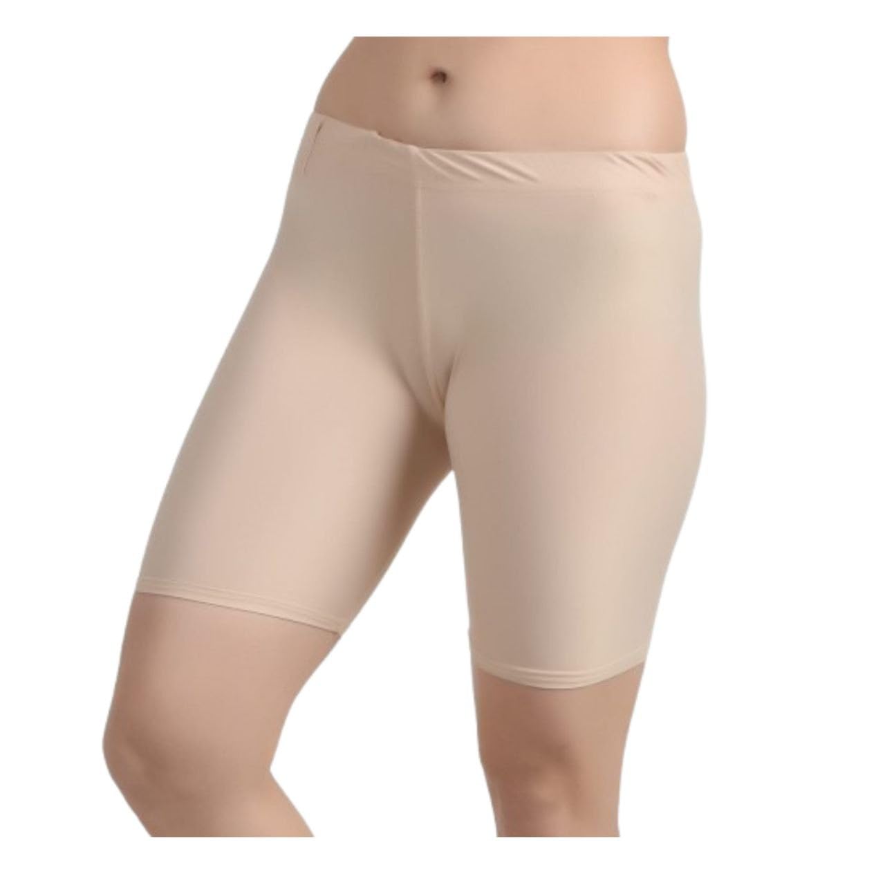 Women's Seamless Thigh-Length Shorts, Nude Beige, Slip Shorts for Under Dresses-picture-22