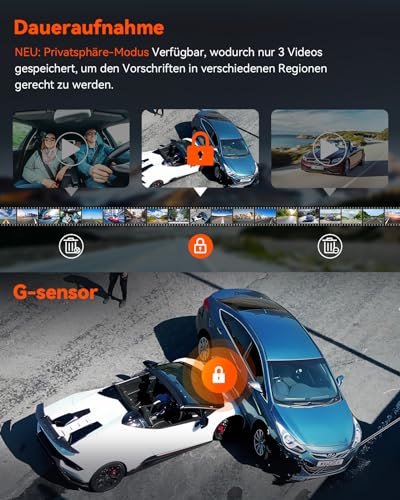 VANTRUE N4 Pro 3 HDR 4K+ 1080P+ 1080P STARVIS 2 Dashcam Auto, 5G WiFi PlatePix™ Dash Cam GPS 360° Puffer Parküberwachung Auto Kamera, IR Nachtsicht, Sprachbefehl, Privatsphäremodi, 2.45” 1TB Max 6