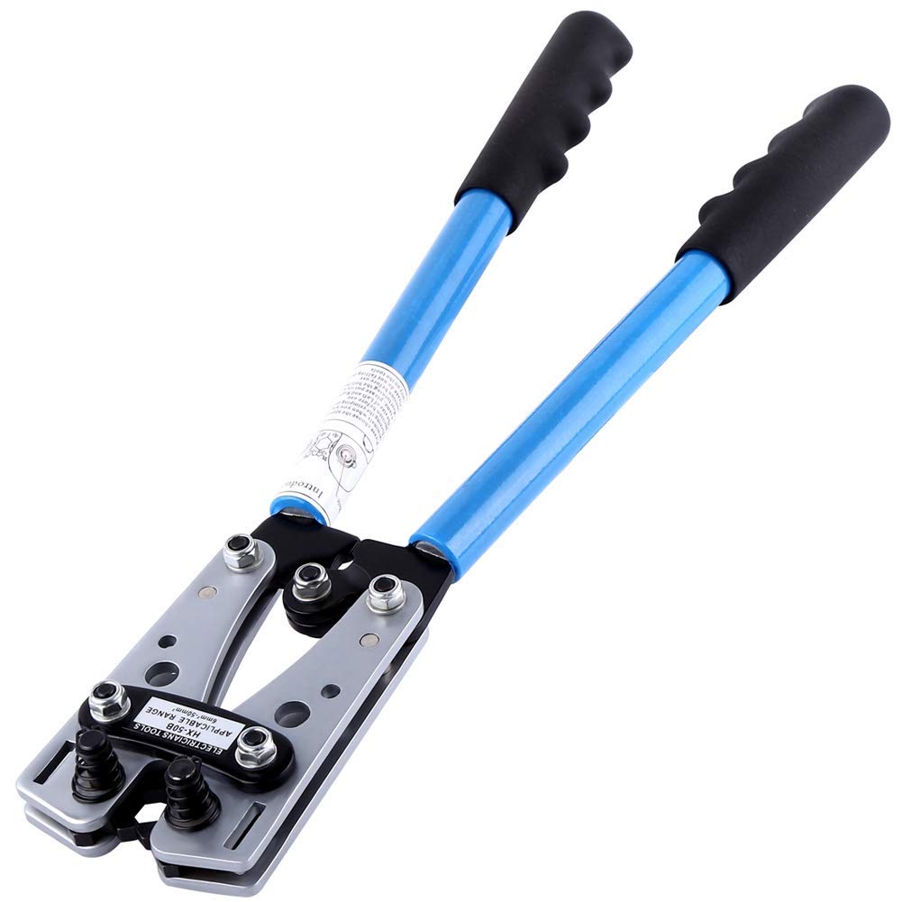 Pince à Sertir Cosses à Sertir pour Embouts de Câbles électriques, Outil de Sertissage Isolé à Cliquet, Manchons électriques Pince à Sertir Professionnelle 6-50 mm2 pour électricien (AWG 22-10)