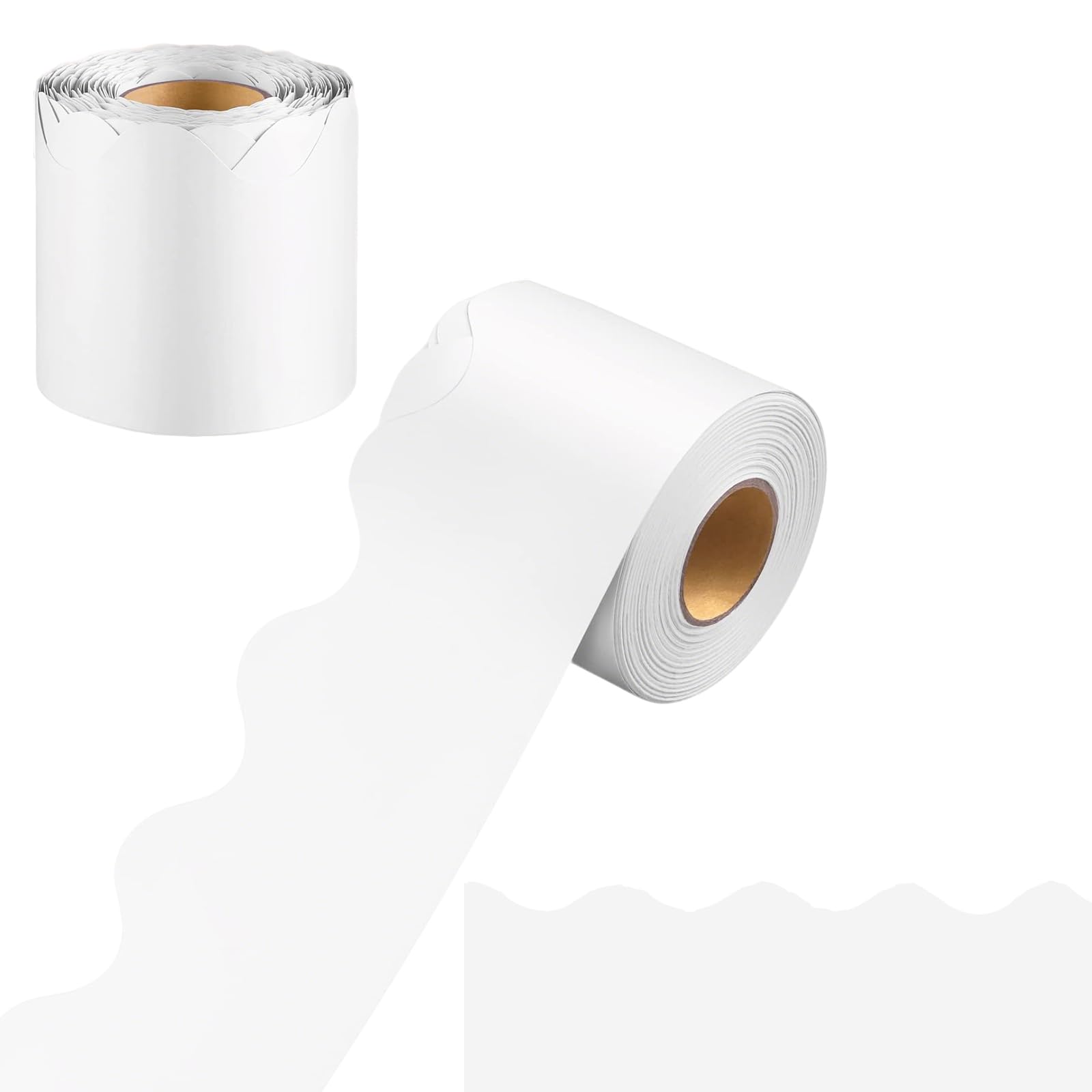 69 Feet Bulletin Board Borders, Pure White Scalloped Rolled Border Trim Board Border with Wavy Line Design Decoration for School, Classroom & Offices