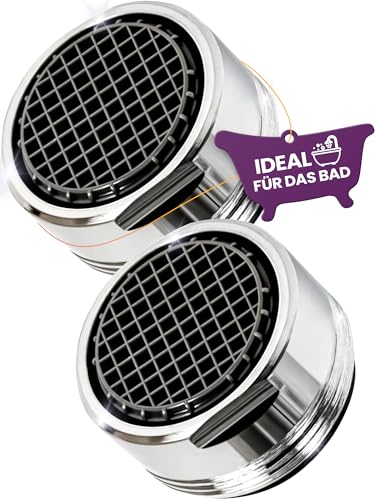 M. ROSENFELD HOME Lot de 2 embouts de robinet anti-calcaire M24 pour salle de bain, acier inoxydable et ABS, filtre de robinet 24 mm, fabriqué en Italie