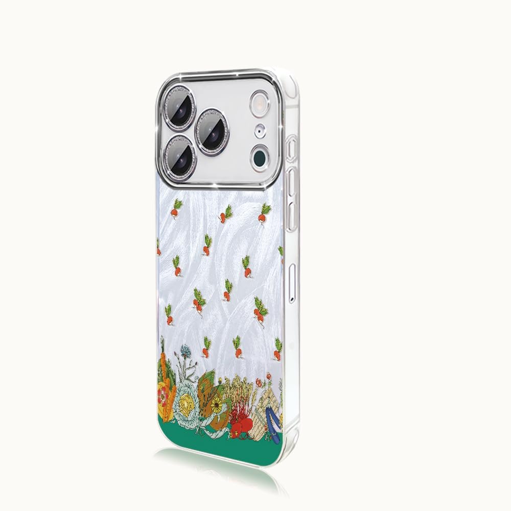 Painted Floral Silver Tulle Phone Case | Compatible with Apple iPhone 17 Pro Max/16 Plus/15/14/13/12/11 Series | Glossy Silicone | Shockproof Protection (Silver,iPhone 16 Plus) - Image 5