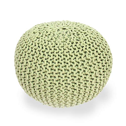 Great Deal Furniture Poona Handcrafted Modern Cotton Pouf, Green
