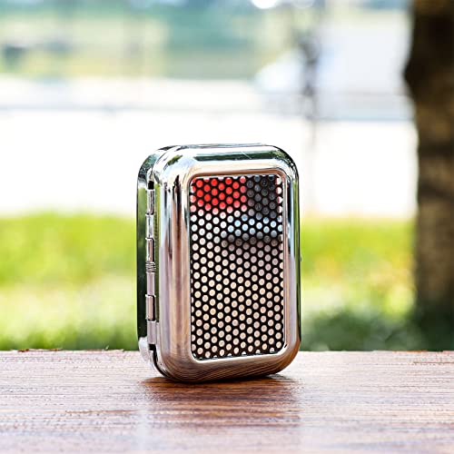 Image of 1PC Mini Compact Portable Ashtray, Stainless Steel Table-top Ash Tray, Creative Fashion Personality Small Car Ashtrays with Lid for Outdoor Travelling Camping