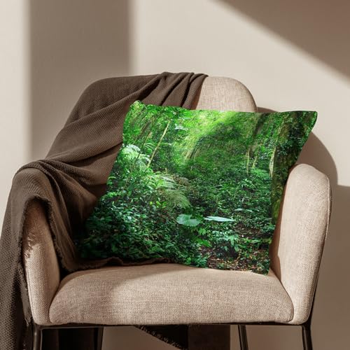 Tissu de lin housse coussin haut de gamme imperméable 50x50 imprimé forêt CEVAN