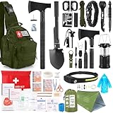 The Ultimate Get Home Bag List 8 Survival Kit, 268 Pcs Emergency Survival Gear and Equipment Supplies with First Aid Kit, Camping Axe, Headlamp, Tent, Crossbody Bag for Camping Hiking, Hunting, Car, Gift for Christmas Men, Dads, Him