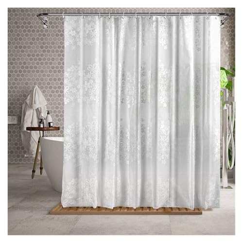 quetwef Paño de Revestimiento de Ducha Impermeable Cortina De Ducha Semitransparente, Impermeable, Lavable, con 12 Anillas(180x200cm)