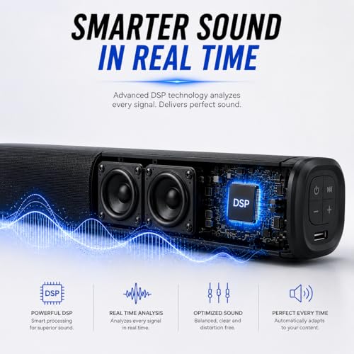 Image of Blaupunkt SBW Chicago HT5.1 Soundbar with Wired Subwoofer & Satellites, Bluetooth, HDMI, Optical, USB, AUX, DSP Sound, Remote Control for Room Home Theater (Black)