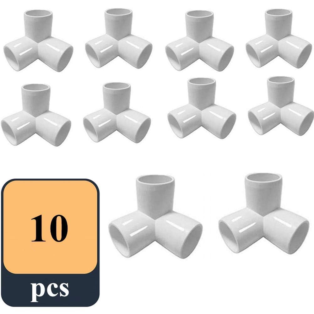 Lokza Heavy Duty 1/2 Inch 3-Way UPVC Pipe Tee Corner Fittings | Furniture Grade | Ideal for Building UPVC Furniture, Greenhouses, Sheds, Tent Connections Pipe (10 pcs set) (1/2 Inch 3 Way UPVC Pipe)