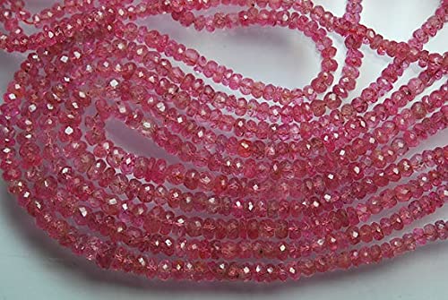 Spinel rose véritable en fil de 45cm de perles facettées de collection rare
