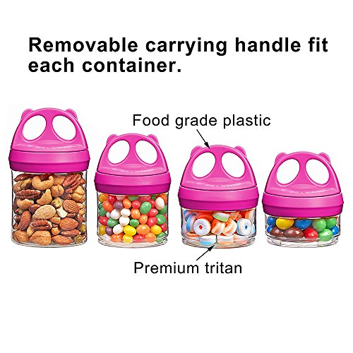 Image of SELEWARE Red Stackable Snack Containers for Kids Toddlers Adults, 31oz | Portable Food Storage Containers for Snacks Formula Powder Drinks and Travel, Twist Lock System Airtight Leak-proof BPA Free