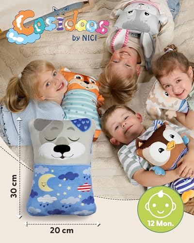 NICI Cosidoo Kuscheltier Hund mit Wendefunktion 30x20cm - grau - Weiches Plüschtier – Für kleine Kuscheltierliebhaber zum Kuscheln & Spielen. Ideal für Zuhause, den Kindergarten oder unterwegs - 62291