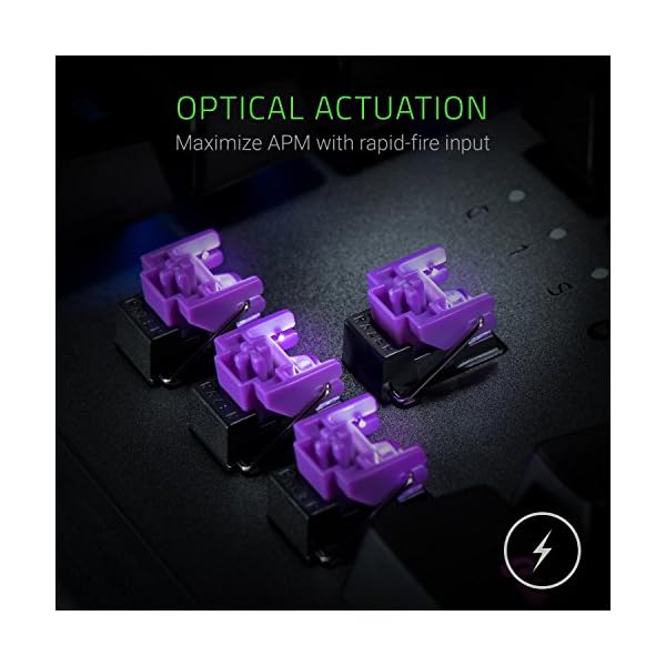Razer Huntsman Elite (Purple Switch) - Gaming Keyboard with Opto-Mechanical Key (Multi-function Numeric Button, Integrated Hybrid Memory, RGB Chroma, Ergonomic Wrist Rest) - UK Layout | Black - Image 4