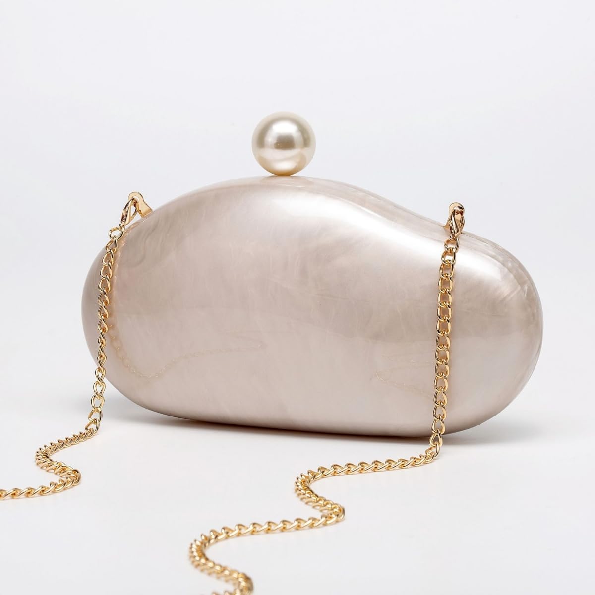 UMREN Seashell Chain Shoulder Bag for Women Acrylic Evening Clutch Bag Glitter Marble Purse Handbag for Wedding Party Prom - Image 4
