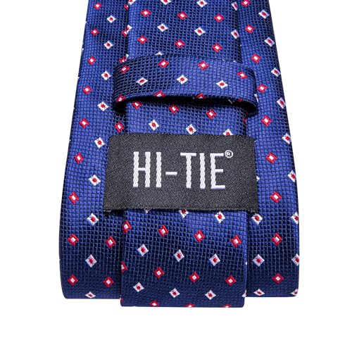 Image of Hi-Tie Men 63inches Tie Set Extra Long Necktie Paisley Tie Pocket Suqare Cufflinks Big and Tall Men Tie,Royal Blue