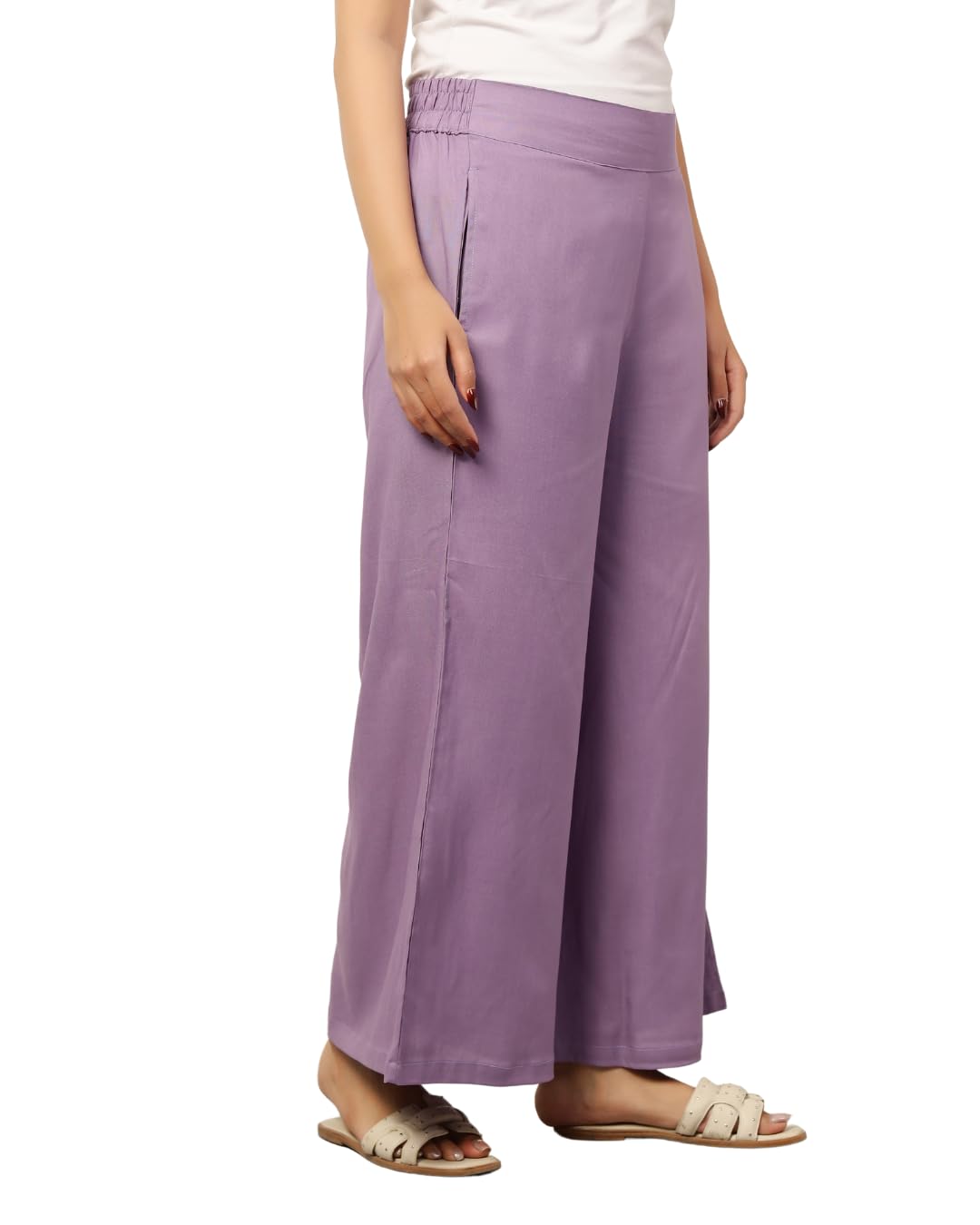 fabrya Women’s Rayon Palazzo Pants – Sizes 34" (XS) to 54" (7XL) | 12 Vibrant Colors | Wide Elastic Back, Flat Front Belt | Cool, Easy-Care Summer Wear-picture-36