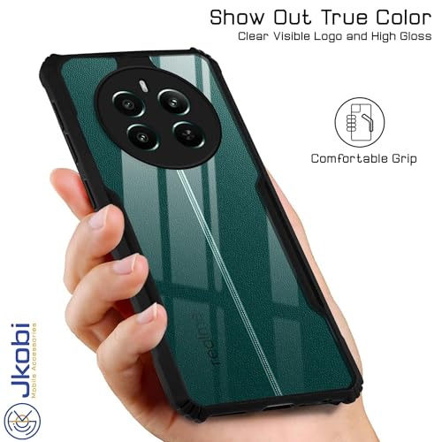 Image of Jkobi Back Case Cover for Realme 12 Plus (Shockproof with Polycarbonate Clear Panel | Black)