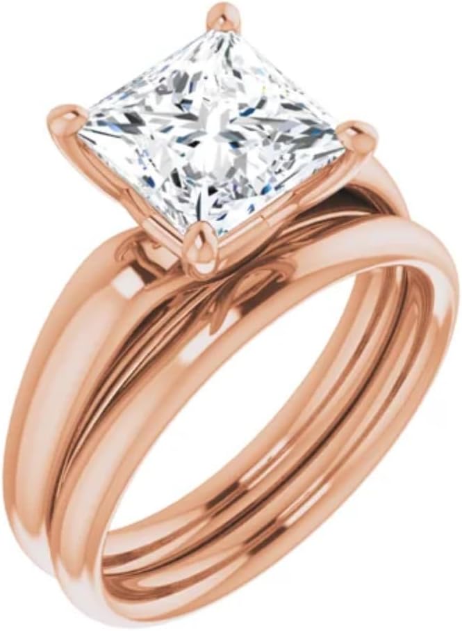 GOLDEN JEWEL Moissanite Princess Cut Promise Rings Set 1CT-5.5CT Colorless Solitaire Wedding Bridal Rings Propose Gift, 925 Silver/10K/14K/18K Gold