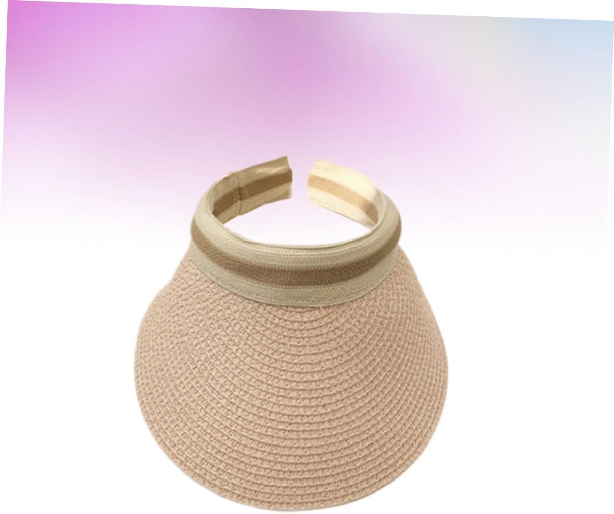 Portable Women's Outdoor Sun Protection Empty Top Straw Hat Adjustable Casual Beach Visor Cap for Travel and Summer