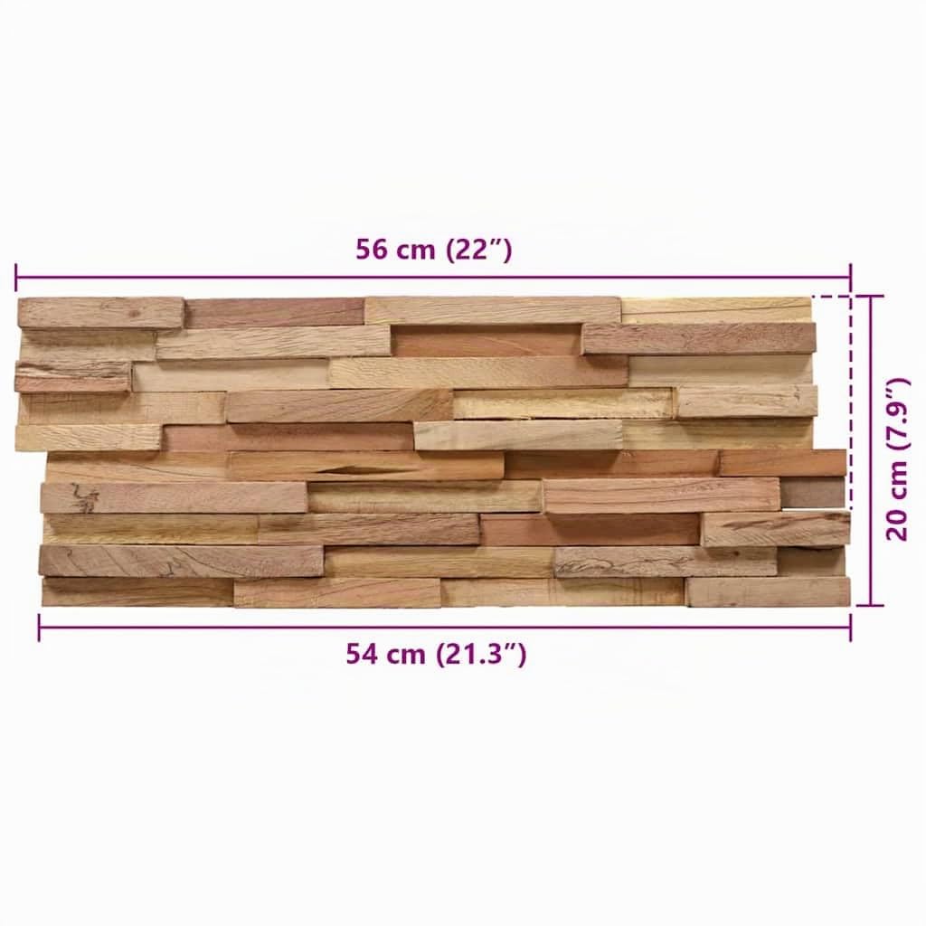 vidaXL 3D-Wandverkleidung 10 Stk. 1,08 m² Massivholz Teak