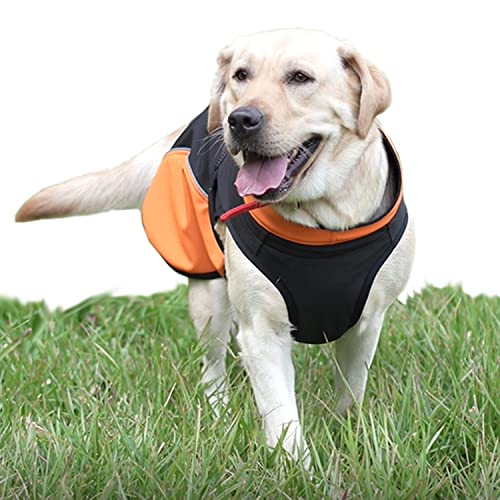 H.s.c Pet Large Dogs Raincoats Waterproof Jacket,Orange Adjustable Puppy Lightweight Shirts, Doggie Windproof Warm Vest With Harness Hole（Size 2Xl,76-85Lbs） #TOP30