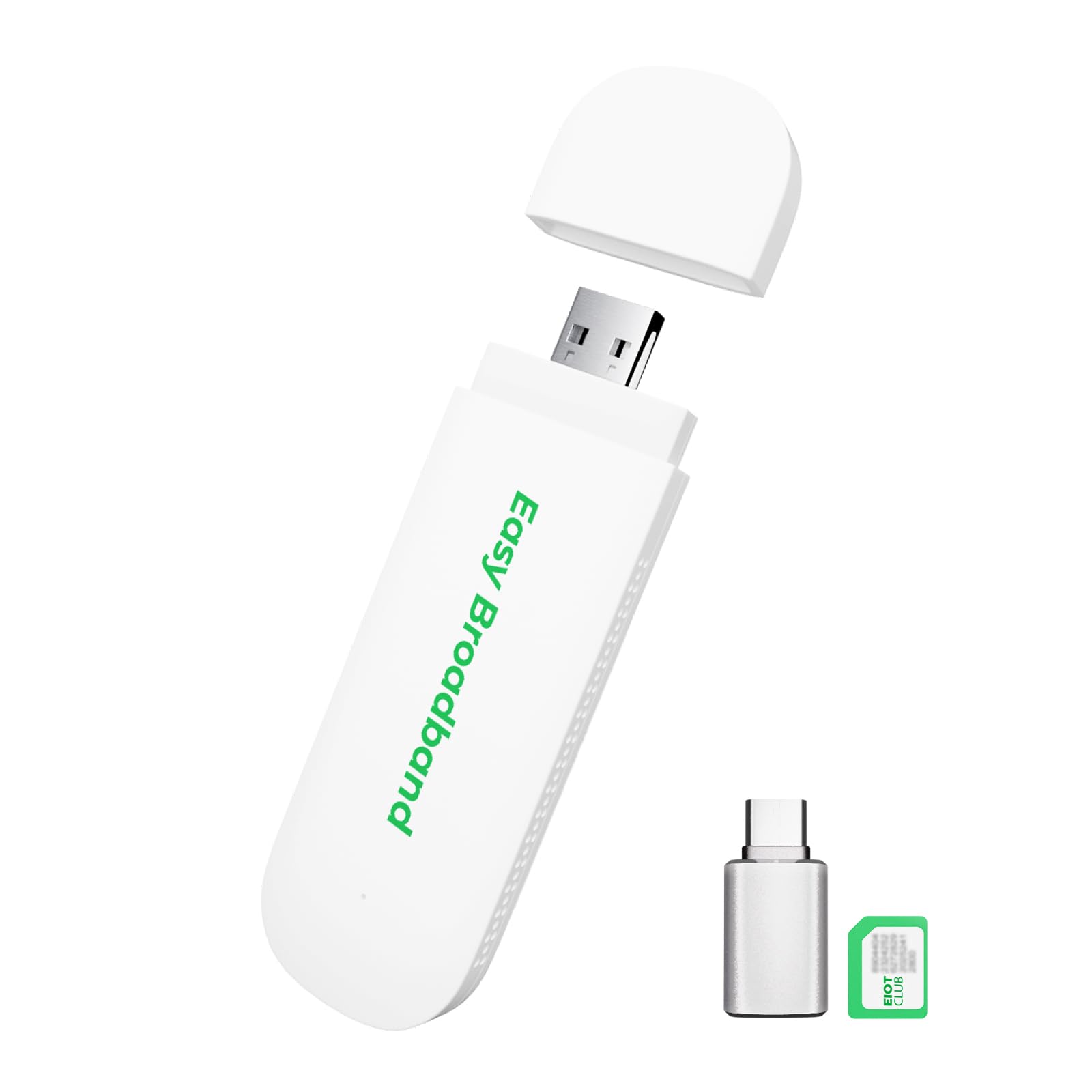 EIOTCLUB 4G LTE Surfstick für Europa, 150 MBit/s Plug & Play Internet Stick, Prepaid Reise-WLAN & Mobiler Hotspot für Laptop/Auto mit WiFi 6 & USB-C Adapter (inkl. fest gebundener SIM-Karte)