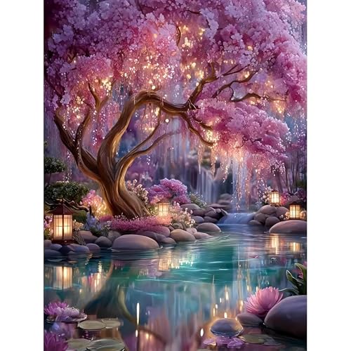 Image of Fantasy Forest Stamped Cross Stitch Kits for Adults - Embroidery Kits for Beginners Adults,11 CT Patterns Dimensions Counted Cross Stitch Kits for Adults Arts Craft 12x16 inch