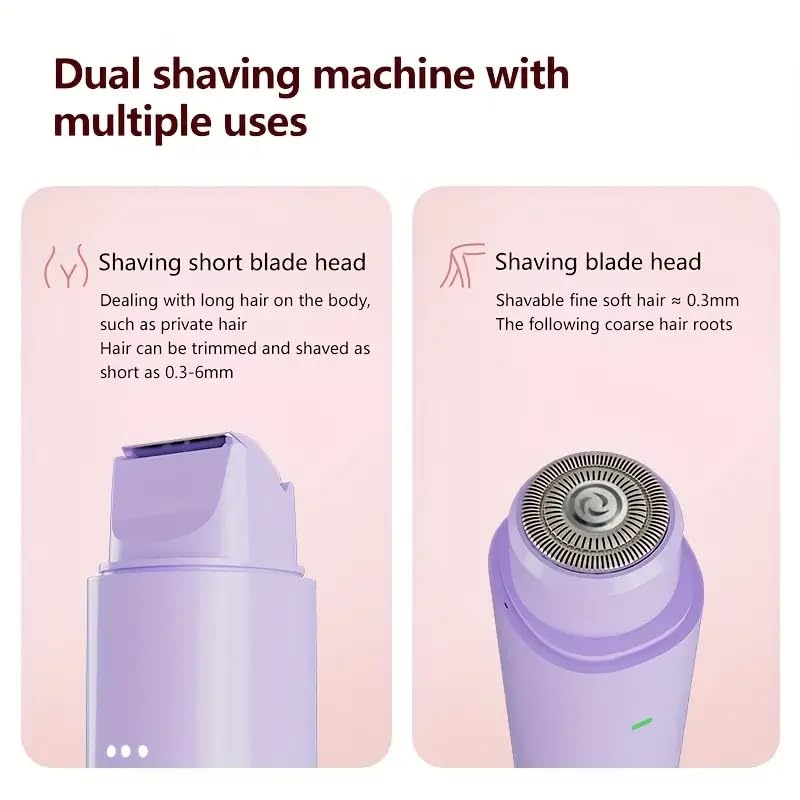 Image of VIFORA 2-in-1 Facial Hair Remover & Body Shaver for Women - Electric Razor with Dual Heads for Face, Chin, Eyebrow, Upper Lip, Bikini, Underarms & Legs - Rechargeable Women's Bikini Trimmer (Purple)