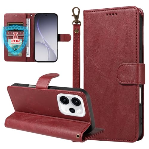 Étui pour Oppo Reno 8 Pro 5G magnétique rouge rabat anti-choc en cuir