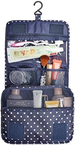 Multifunction Portable Waterproof Travel Kit Toiletry Travel Cosmetic Bag Hanging Hook For Men and Women Navy Circle