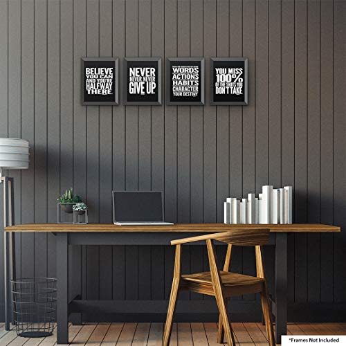 Lushleaf Designs Motivational Quote Workout Gym Poster - 8" X 10" Inches - Classroom And Office Wall Art - Black Matte Finish - Adhesive Backing Can Stick On Smooth Surfaces #TOP6