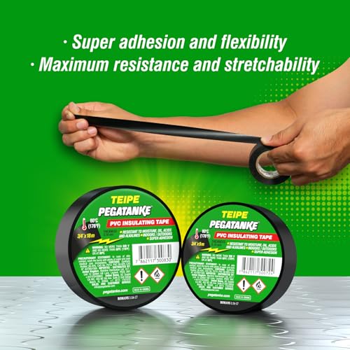 Image of Pegatanke PVC 9m Insulating Tape - Highly Elastic Adhesive Tape - 3 /4 inch x 9 m