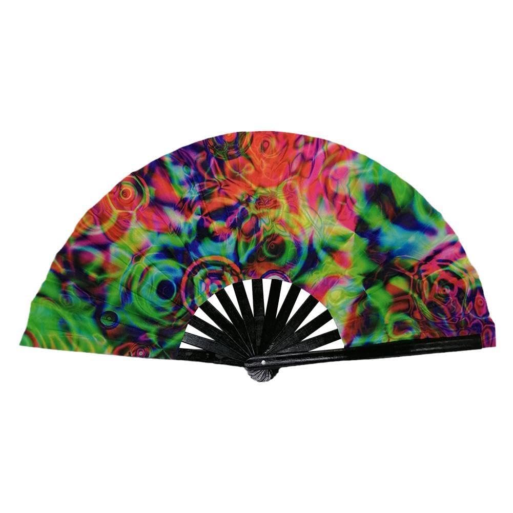 DHliIQQ Ventaglio pieghevole cinese per feste, dj, danza, ventaglio colorato, arcobaleno, teschio, decorazione artigianale, regalo, ventaglio per matrimoni