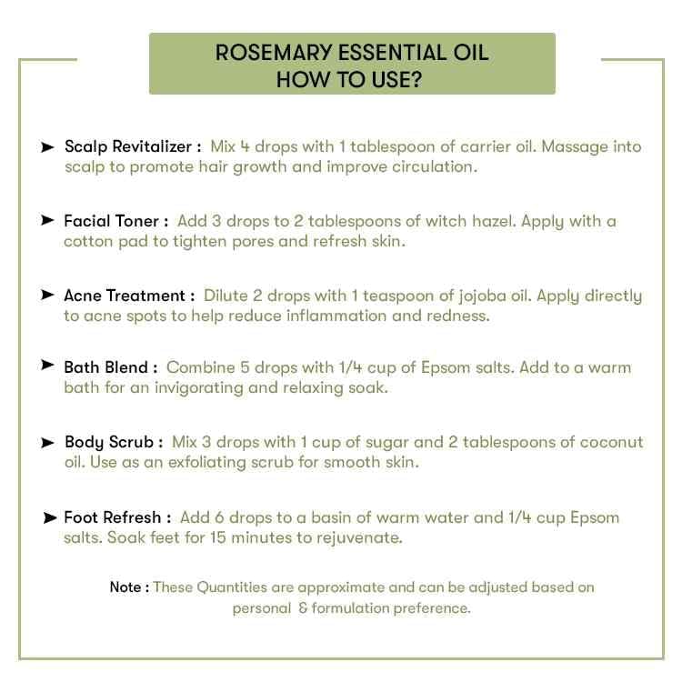 Image of VedaOils Rosemary Essential Oil for Hair Growth, Hair Fall Control and Scalp Nourishment, Skin Care | Clinically Tested Organic 100% Pure & Natural, Undiluted Steam Distilled, 100ml