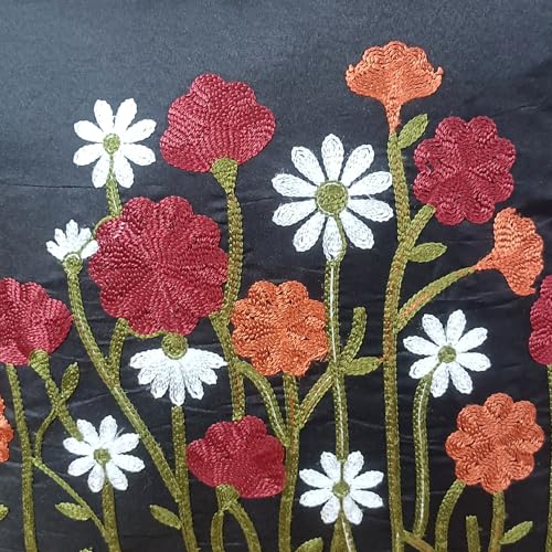 Image of LOFEY Satin Cushion Covers Set of 5 | 16 inch x 16 inch (40x40 cm) MultiFloral Decorative Sofa & Bed Pillow Covers for Living Room & Bedroom Decor (Without Filler) (Black)