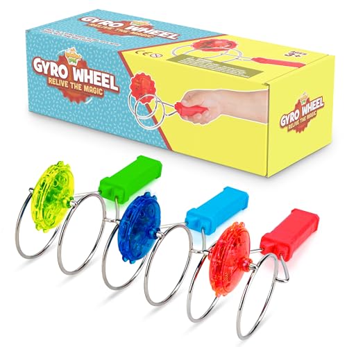 IPIDIPI TOYS Retro Magic Gyro Wheel – 3 Pack Light Up Magnetic Rail Twister Fidget Toy – Classic Vintage Spinning Sensory Fidget Toys, Nostalgia...