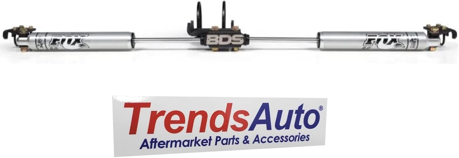 BDS Fox Shocks 2.0 Dual Steering Stabilizer Kit for 2005-2022 Ford F-250 and F-350 Super Duty 4WD with 2 Inch Lift or More | Includes Damper Bracket Mounting Kit and TrendsAuto Decal | 98224010 55380