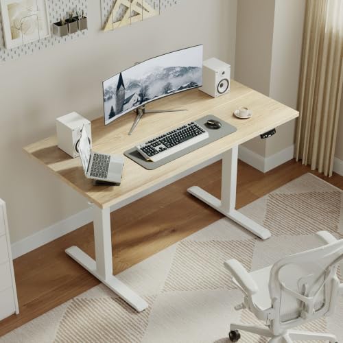 Image of Agilestic 48 * 24 Inch Height Adjustable Electric Standing Desk, Maple | Sit Stand Up Computer Desk, Memory Presets, Stable Steel Frame,154 lbs, Easy Assembly, Home Office