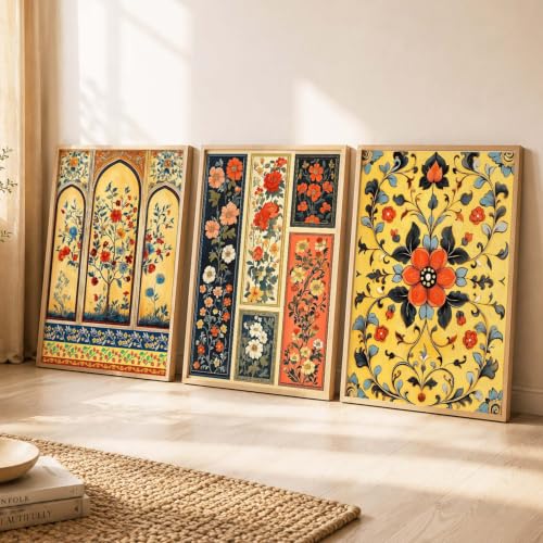 Image of kotart Art Home Decoration Indian Traditional Madhubani Paintings With Frame Vastu Peacock For Living Room Bed Room Hotel Wall Decor Digital Reprint Set of 3 (10X13 inch)