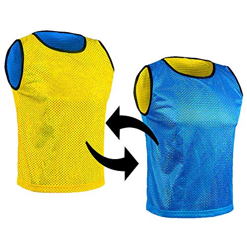 SPORTSBIBS Petos Respirable de Fútbol - Camisetas De Dos Caras De Malla Abierta y Ligera, Chaleco De Entrenamiento para Mujeres, Hombres, Jóvenes y Mayores, Muchos Colores, Sportivo Promozionale