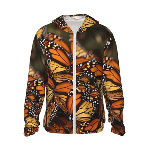 Veste à capuche UPF 50+ avec fermeture éclair et motif papillon