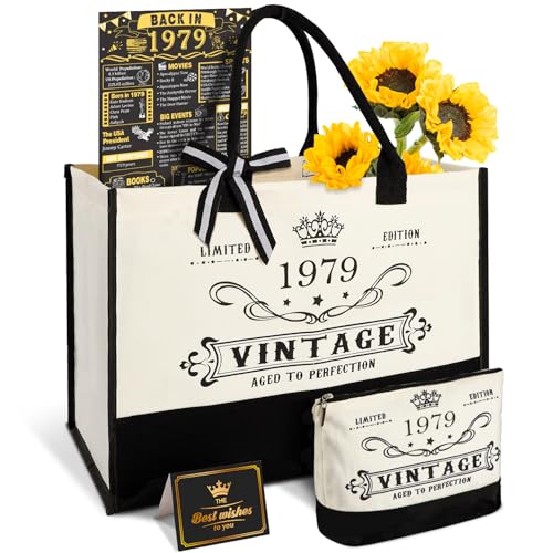 Image of 47th Birthday Gift for Women-Vintage 1979 Canvas Tote Bag,Makeup Bag,Poster